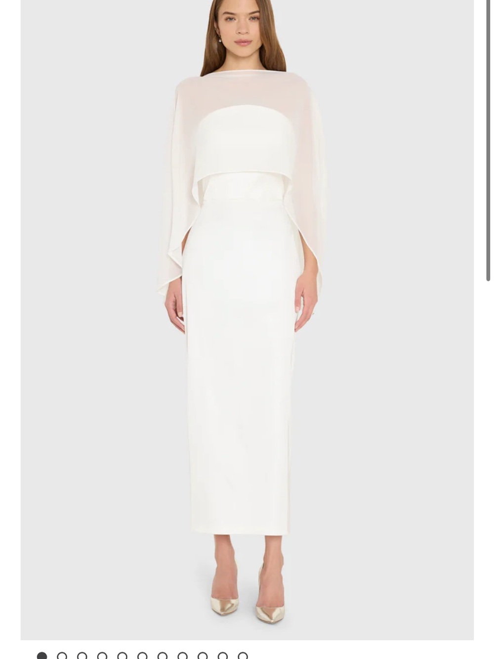 Amanda Uprichard Ivory Cape-Overlay Column Gown